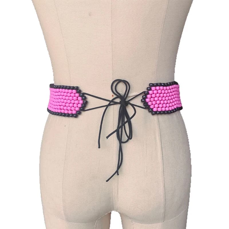 Tenue de festival rave pour femme, harnais de taille bohème pour femme, ceinture Kandi à nœud papillon, ceinture perlée rose