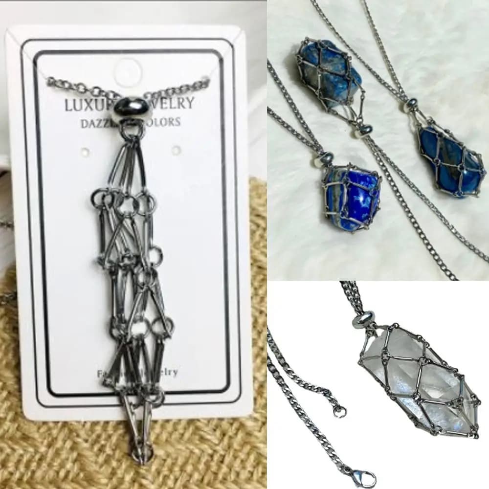 Porte-Documents en Argent et Or, Collier en Clip, Filet en Métal, Porte-Pierre, Bijoux, Cadeau, JOPresidence