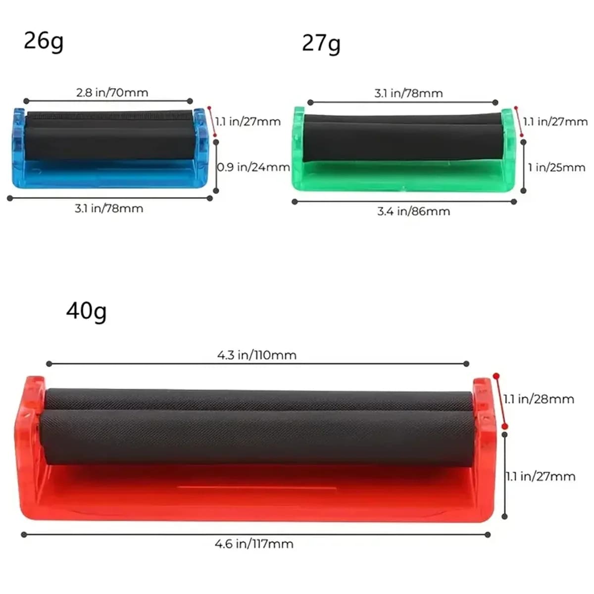 Rouleau à cigarettes pour rouleaux de papiers 2,8 pouces 3,1 pouces 4,3 pouces, machine à rouler le plastique, machine à rouler les papiers
