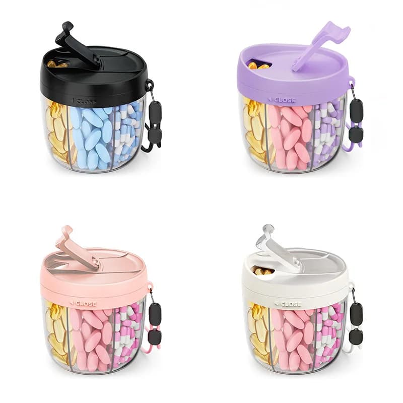 Boîte de rangement portable à 7 compartiments pour compléments vitaminiques, organisateur de capsules énergisantes avec design anti-erreur