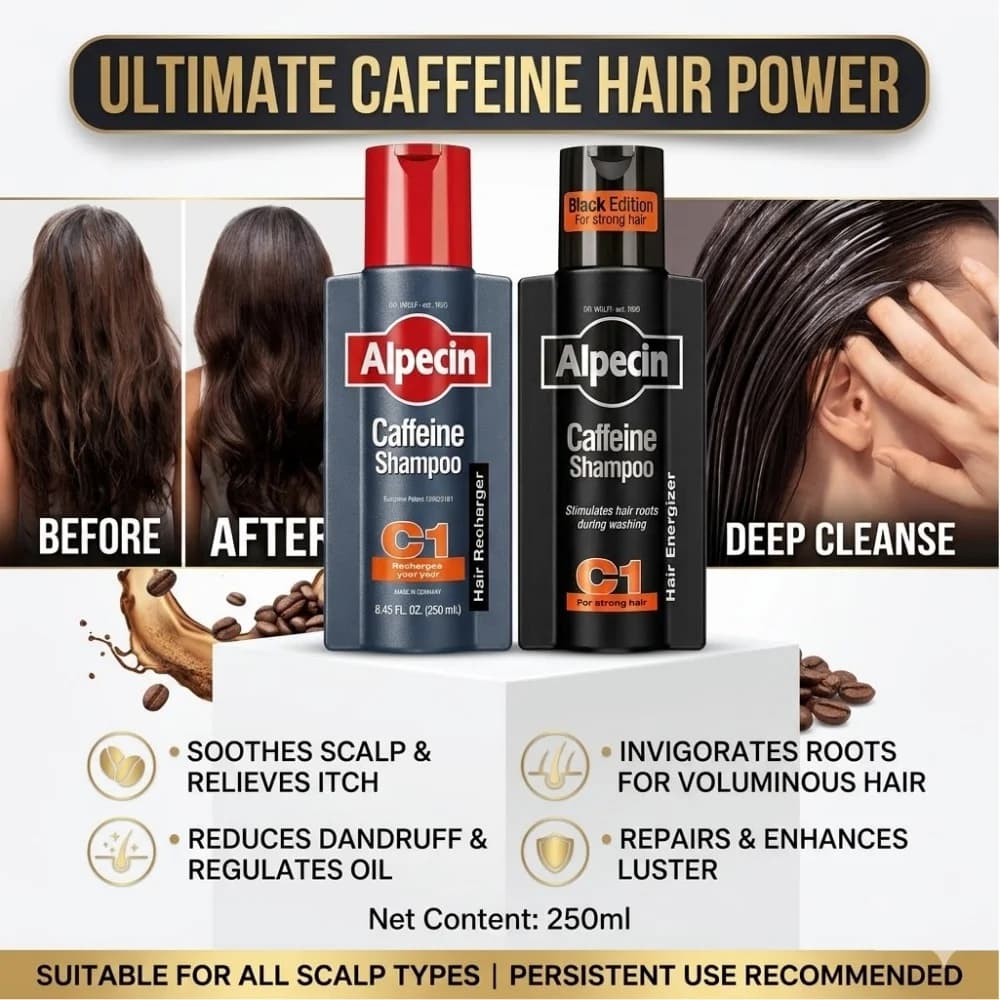 Shampooing nourrissant à la caféine de Allemagne, contrôle du sébum, anti-chute, après-shampooing sans silicone, soin capillaire volumisant anti-pelliculaire sans huile
