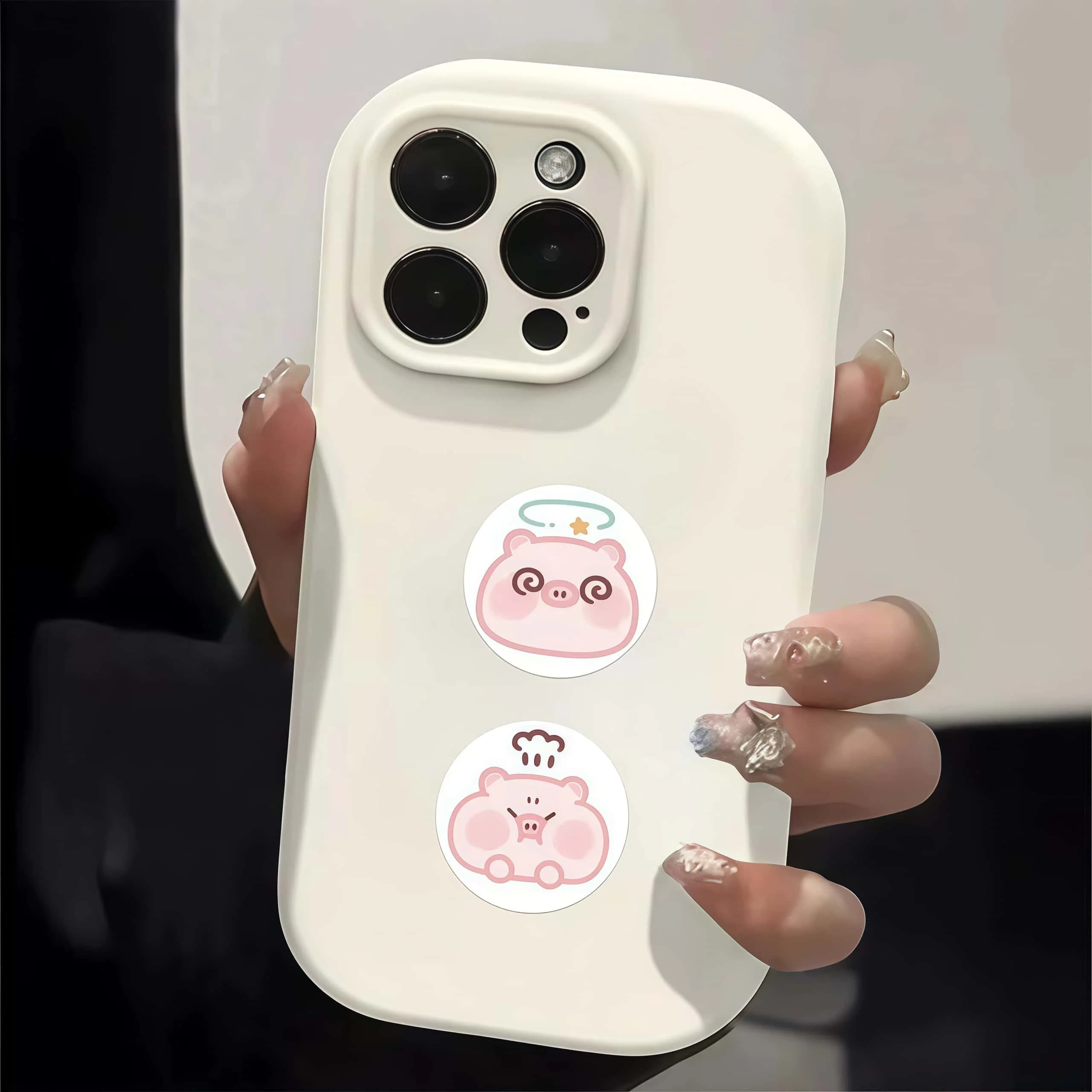 Rouleau d'autocollants cochon rose mignon, 500 pièces, autocollants ronds avec expressions adorables multiples pour la décoration, le bricolage et les cadeaux