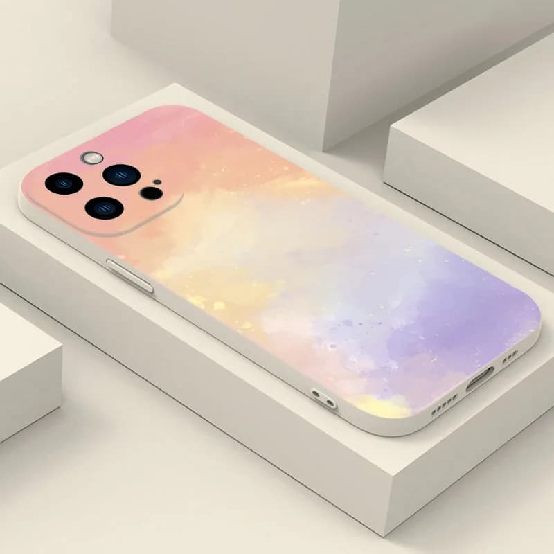 Coque de téléphone en Silicone avec peinture à l'huile et nuages, étui souple antichoc pour iPhone 16 Pro Max 15 14 13 12 11 XS X XR 7 8 Plus SE 2022 2020