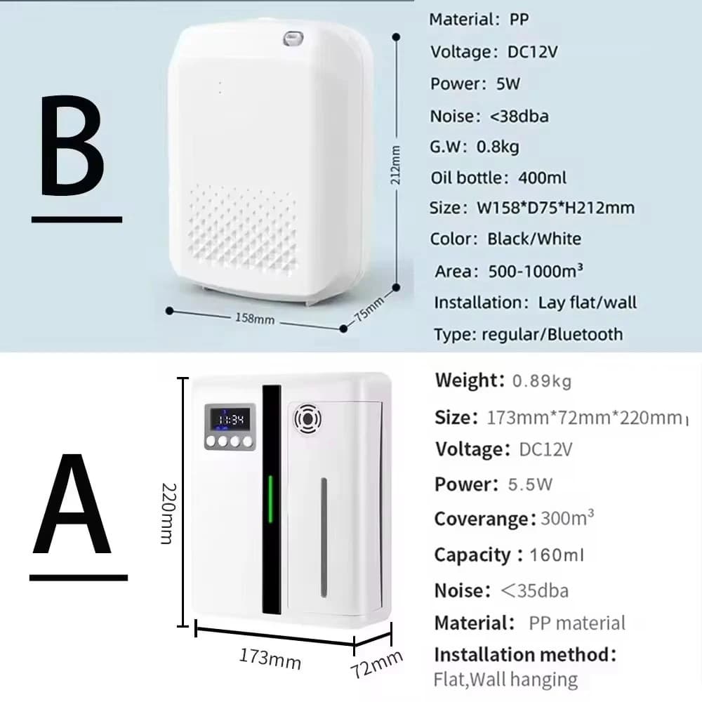 Diffuseur de parfum mural pour hôtel, désodorisant d'ambiance, diffuseur d'huiles essentielles Bluetooth, ventilateur intégré, diffuseur électrique d'arômes pour la maison