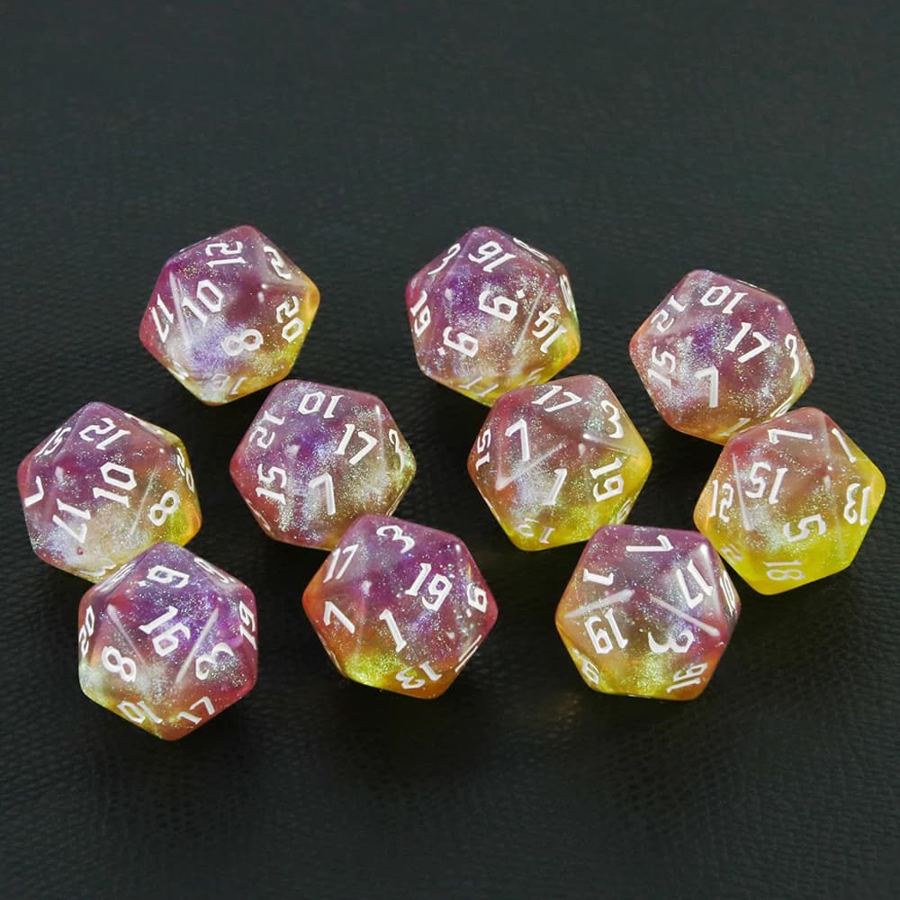 Dés polyédriques à 20 faces, couleurs mélangées, D20, incroyables dés à paillettes pour RPG, DND, enseignement des mathématiques, jeux de table