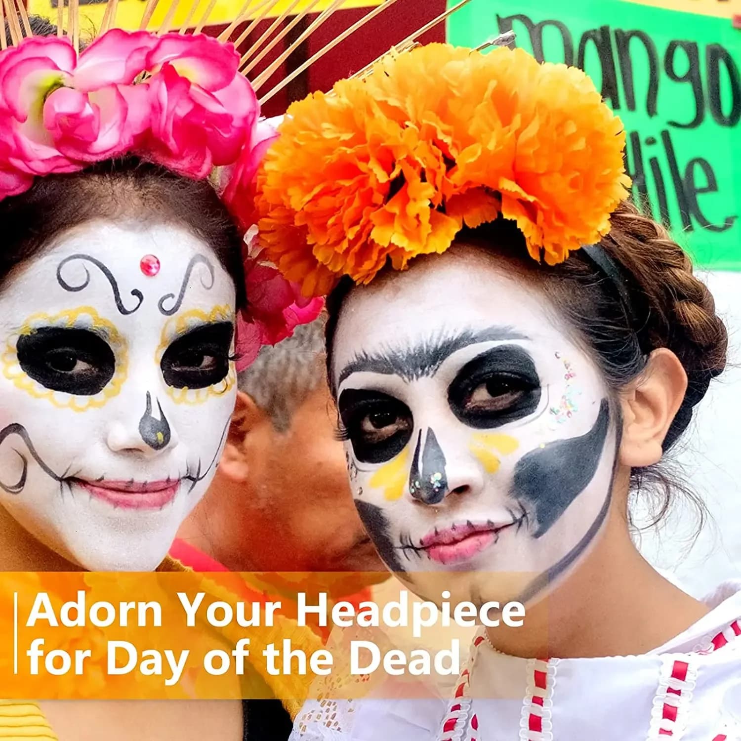 Fleurs artificielles pour guirxiété de souci, décor de châssis Dia de Los Muerchassis, décorations d'autel, jour de la fréquence