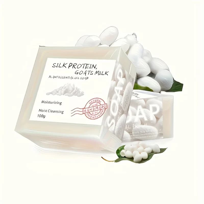 Huiles essentielles de savon fait à la main en soie, 4 pièces x 100g, ingrédients végétaux 100% naturels, nettoyage en profondeur et hydrate, unisexe pour un usage domestique