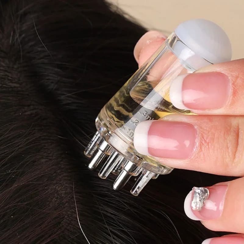 Applicateur de soin capillaire à bille pour huile essentielle, massage pour stimuler la croissance des cheveux, solution solide pour cheveux, peigne guide pour appliquer le liquide