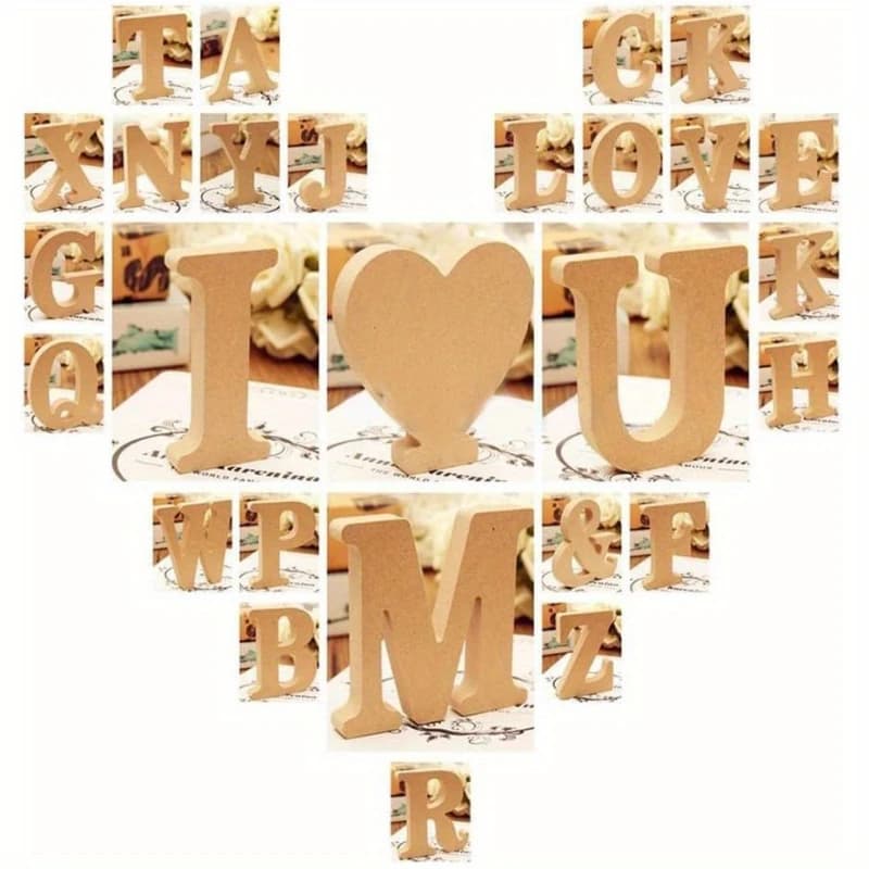 26 lettres de l'alphabet en bois, bricolage artisanal, lettres décoratives tridimensionnelles, décorations, fournitures artisanales
