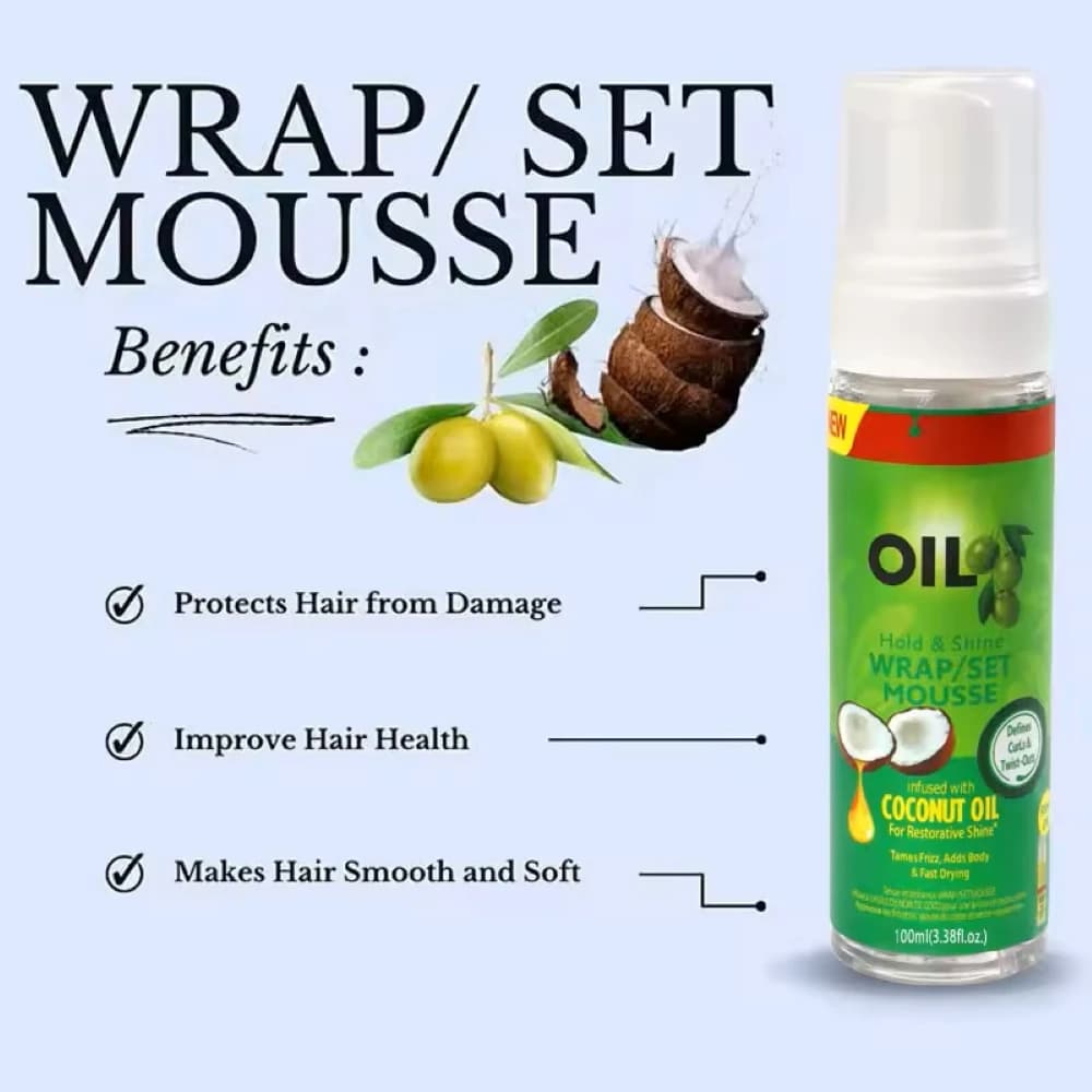 Mousse Coiffante et Fixante à l'Huile d'Olive 100 ml pour Cheveux Bouclés et Ondulés