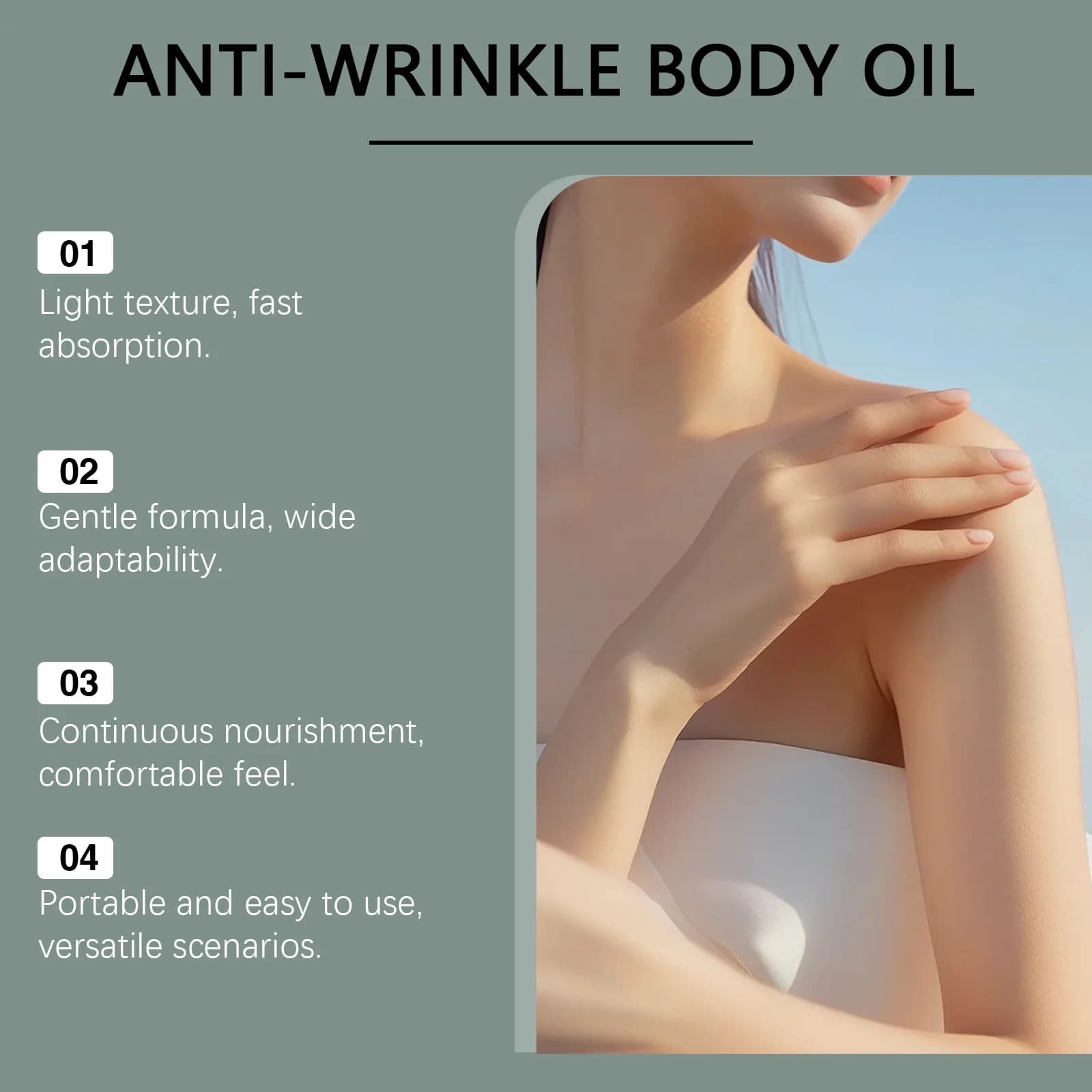 Huile corporelle anti-rides au collagène 100 ml, huile raffermissante pour le cou, le décolleté, les bras et les cuisses, huile de massage anti-âge