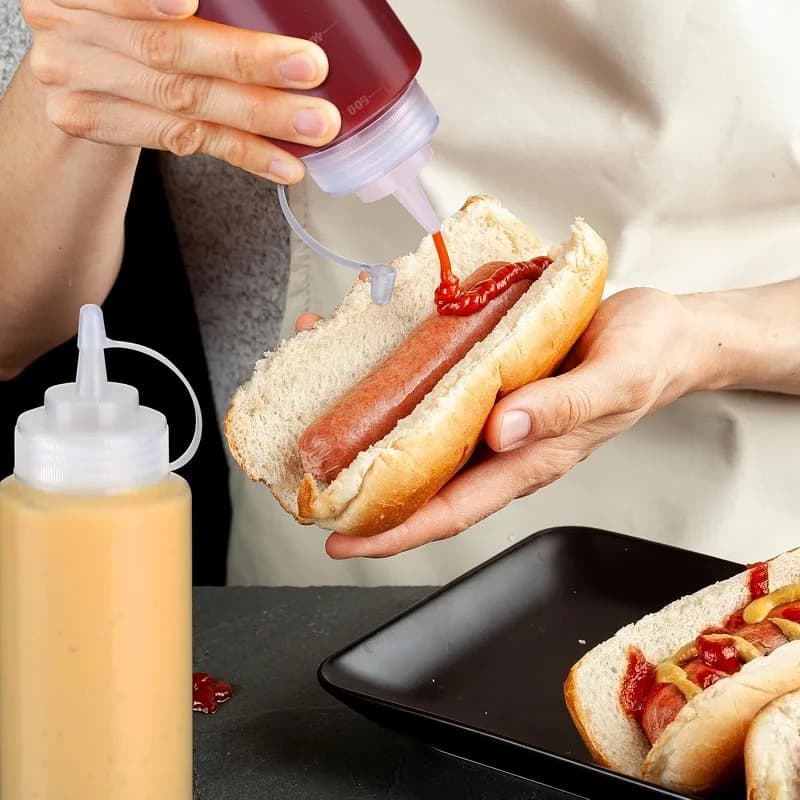 Bouteille à presser pour dressage de salade, confiture de sauce tomate, bouteille d'assaisonnement d'huile à presser, bouteille de sauce à presser en plastique, outils de cuisine 1 pièce