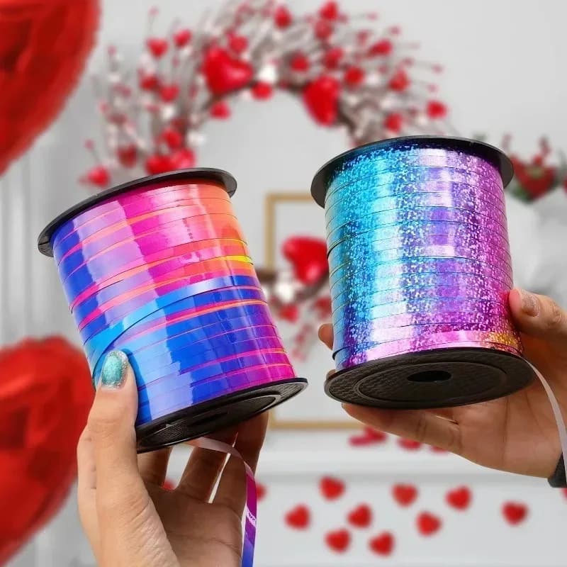 Rouleau de ruban arc-en-ciel à friser, 200 m/rouleau, emballage cadeau, bricolage, rouleau de rubans bouclés en métal brillant coloré, décoration de mariage et d'anniversaire