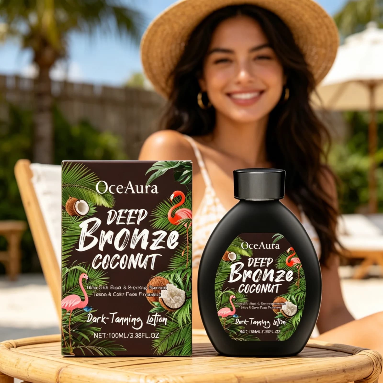 Crème bronzante à la noix de coco OceAura, bronzage intense, peau éclatante, lissage de la peau, uniformisation du teint, hydratation intense, lotion bronzante naturelle 100 ml