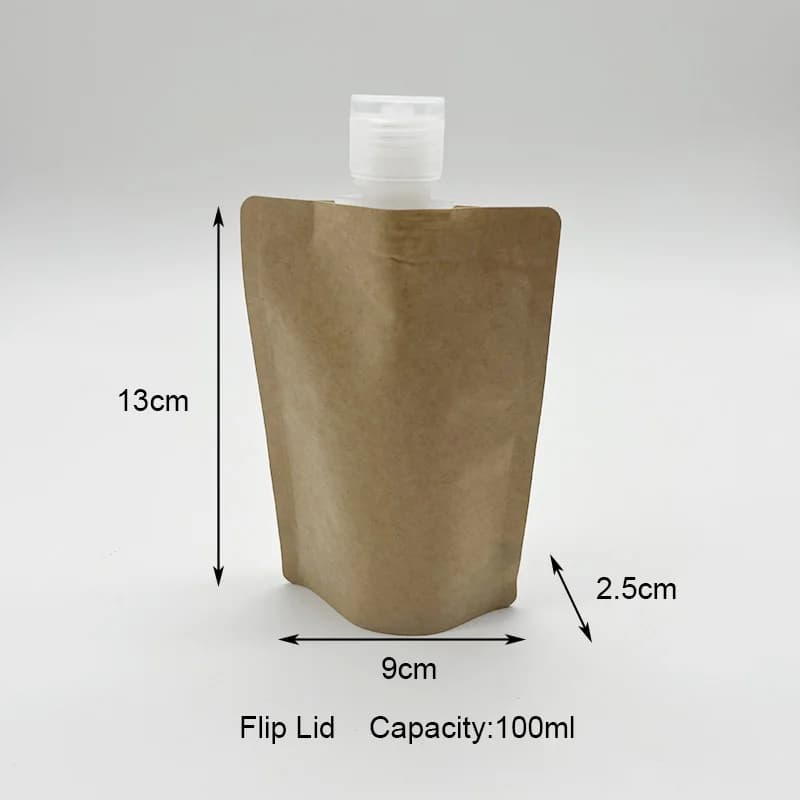 Pochette à bec en papier Kraft 50ml 100ml, 50 pièces, pour boissons liquides, sac d'emballage jetable, Sachet d'échantillon de maquillage cosmétique