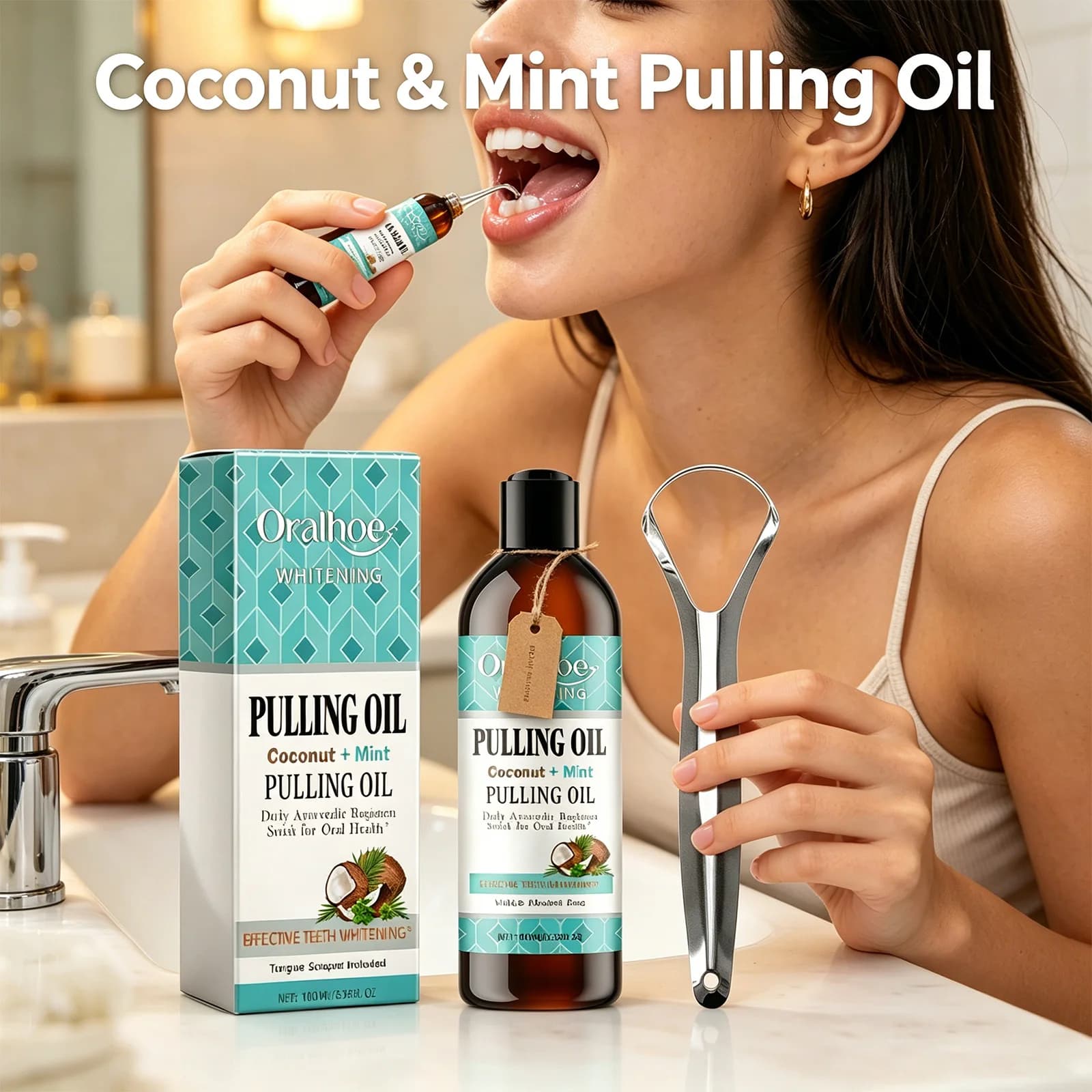 Huile de bain de bouche Coco Menthe pour l'huile pulling
