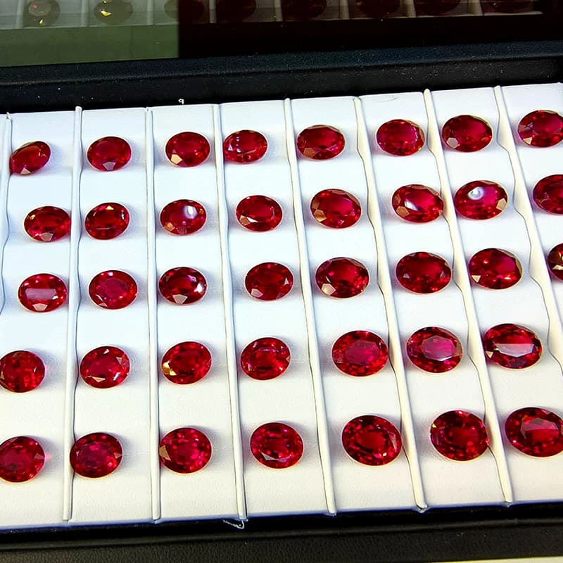 Pierres synthétiques rubis taille ovale couleur rouge sang de pigeon avec certificat, non naturelles, pour bijoux DIY