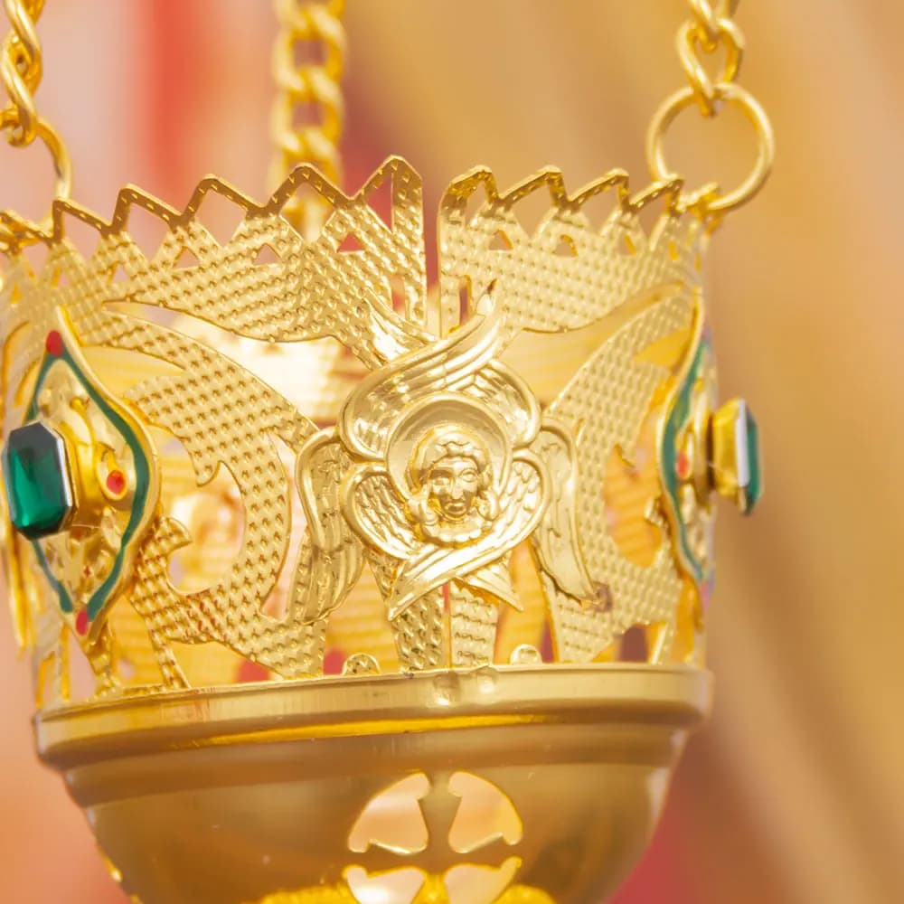 Lampe à huile suspendue chrétienne orthodoxe