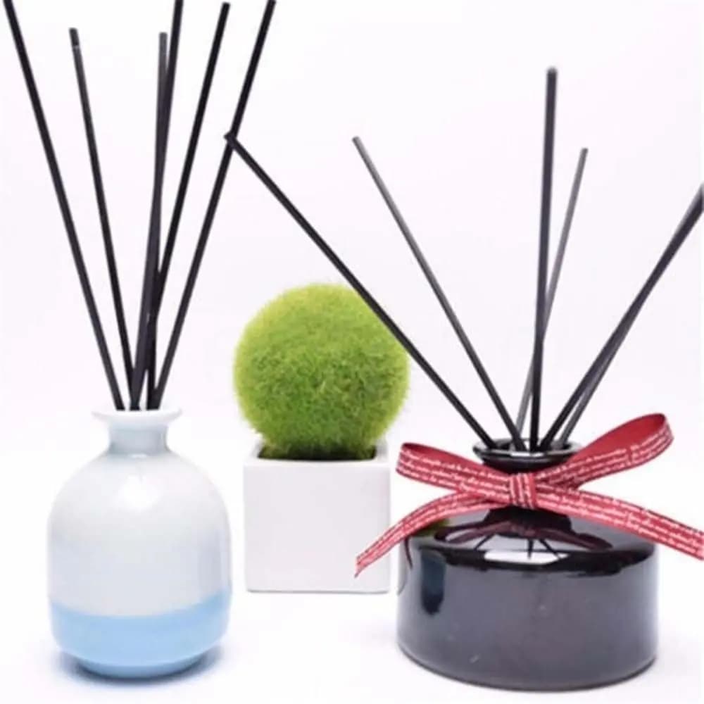 Bâtonnets diffuseurs d'arômes en rotin noir faits main pour la maison, fibres de remplacement pour l'aromathérapie