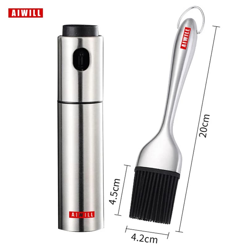 AIWILL 100ML acier inoxydable pulvérisateur d'huile d'olive vaporisateur bouteille vaporisateur cuisine huile de cuisson Spray BBQ huile peut 1 pc