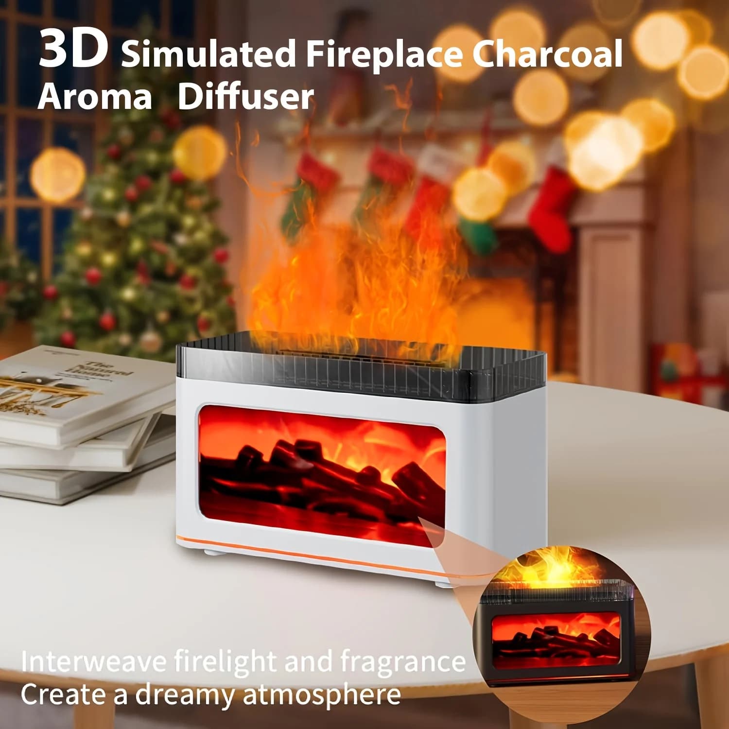 Mini diffuseur d'arôme de cheminée, crée une atmosphère Festive, 7 couleurs, effets d'éclairage de flamme, parfait pour les cadeaux du nouvel an, décoration de la maison