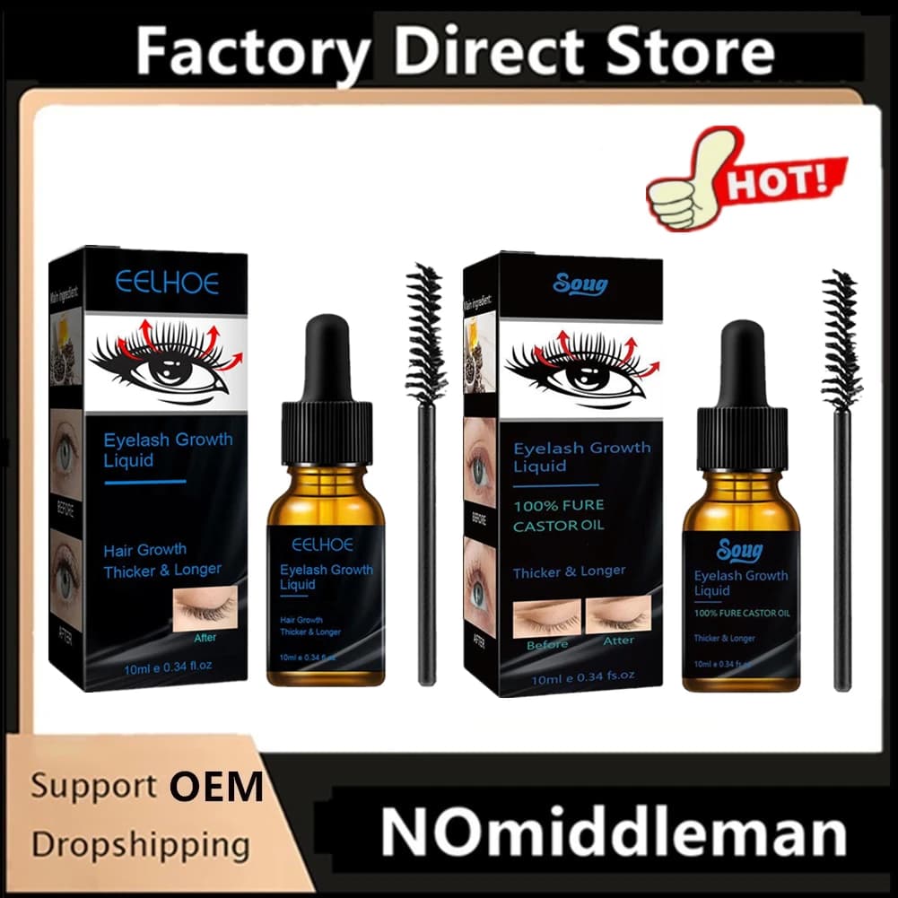 Sérum Liquide Naturel pour la Croissance des Sourcils et des Cils, Épaississant, Allongeant et Courbant, à l'Huile de Ricin, Produit de Maquillage Féminin