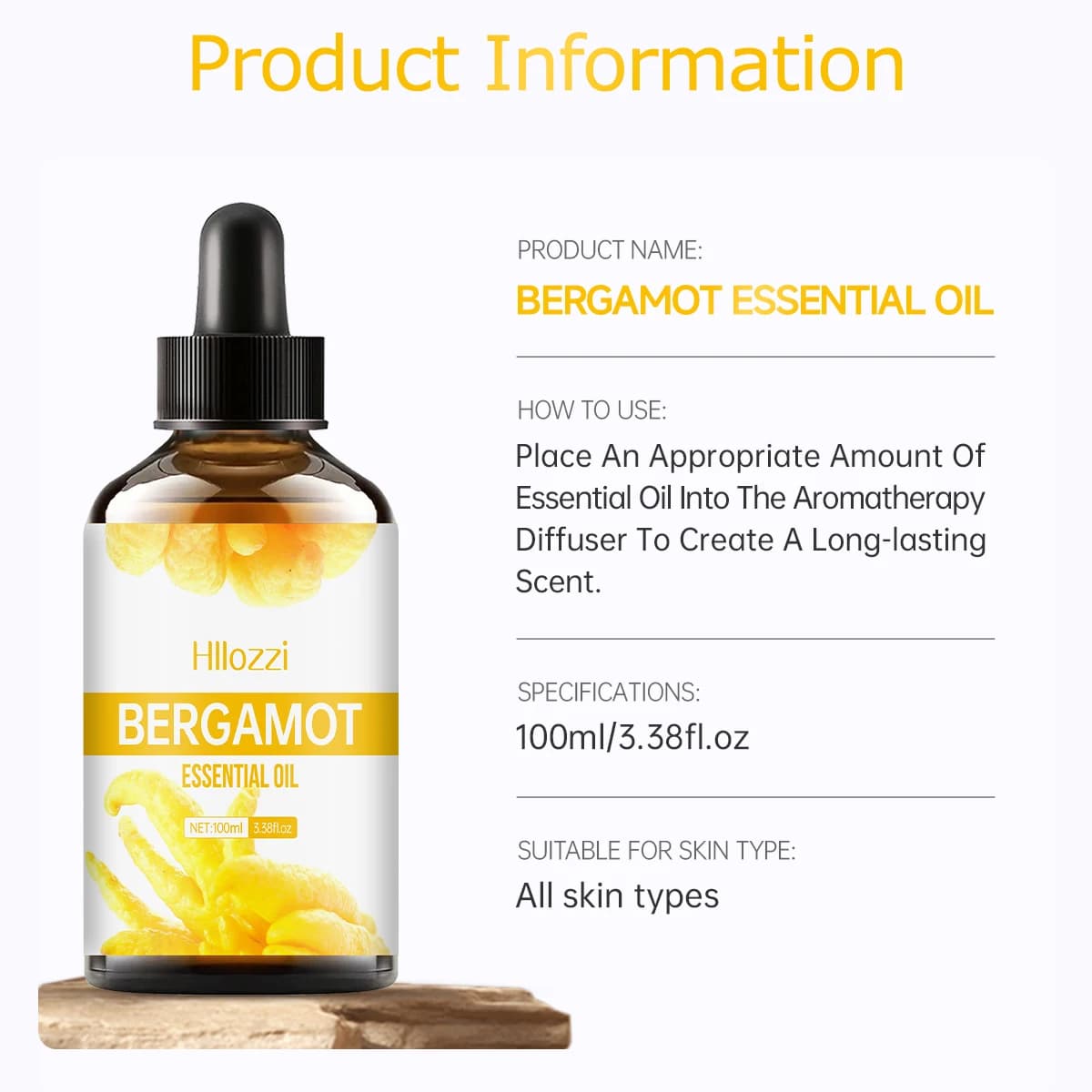 L'huile essentielle de bergamote peut être utilisée dans les soins de la peau, dans les diffuseurs d'aromathérapie et convient à tous les types de peau.