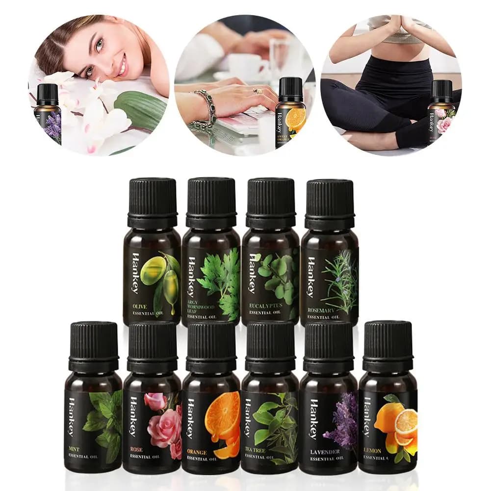 Ensemble d'huiles essentielles végétales naturelles 10 ml, huile de diffuseur d'aromathérapie pour la maison, le bureau, le yoga, diffusion d'arômes élevée, parfum longue durée