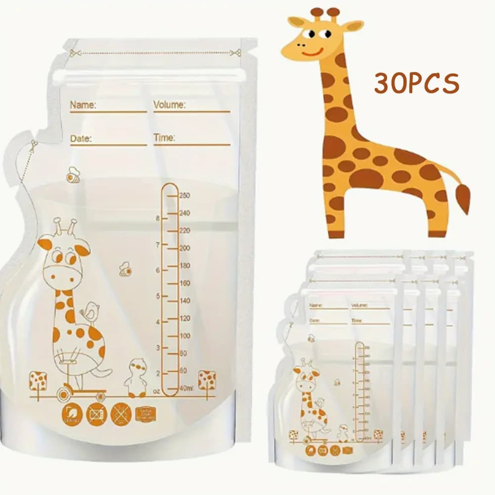 Sacs de conservation du lait sans BPA, 30/60 paquets de 250ml, sacs de congélation sûrs pour lait maternel et aliments pour bébés pour une alimentation facile
