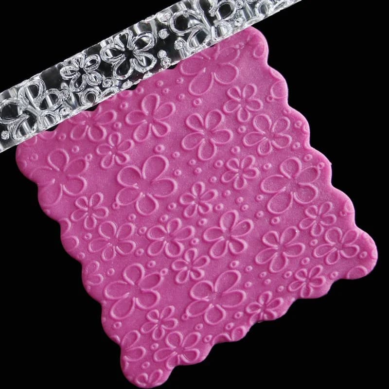 Rouleau à pâtisserie en acrylique conçu pour Impression de gâteau Fondant, rouleau à pâtisserie, accessoires de cuisine, outils de cuisson en gaufrage, 1 pièce