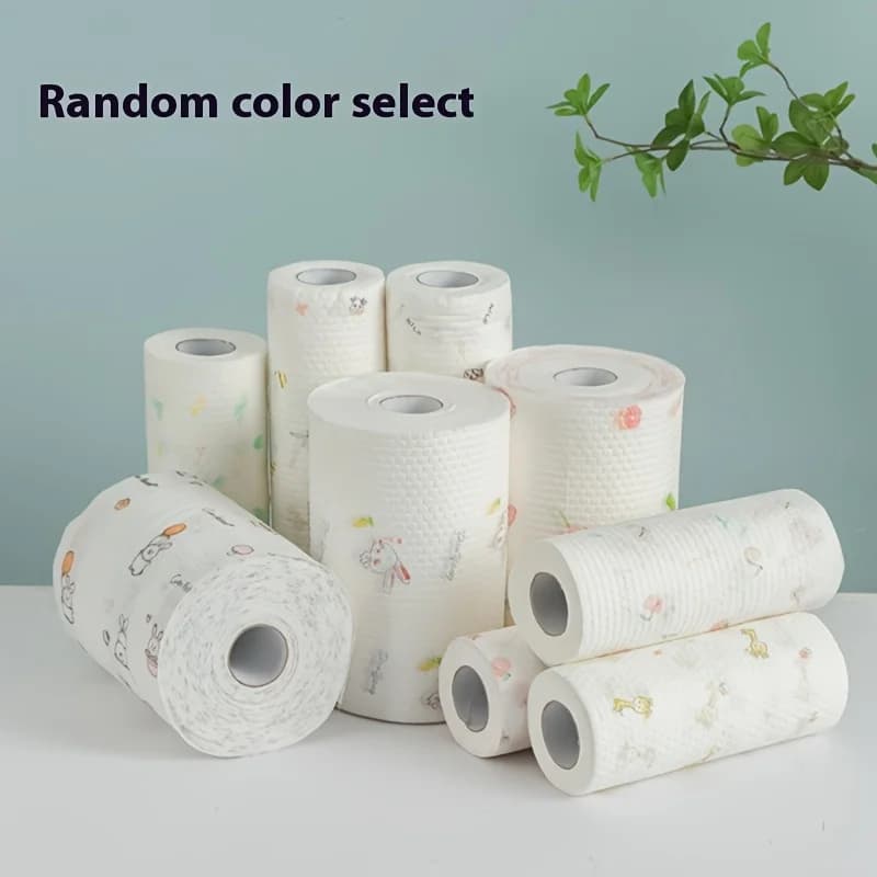 2 rouleaux de chiffons de nettoyage jetables pour la cuisine - Chiffons lavables à usage sec et humide, papier toilette pour la cuisine, produits de nettoyage ménager