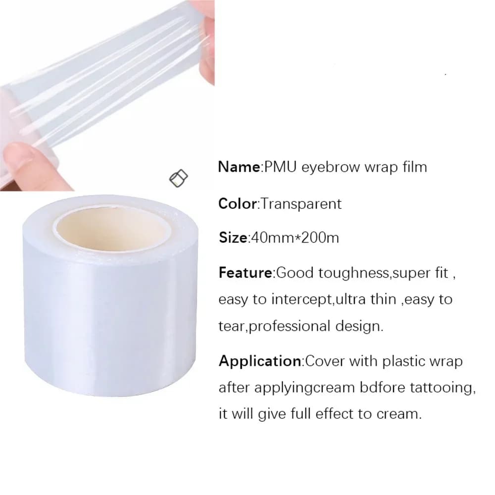 1 rouleau 200M utilisation des yeux film plastique transparent tatouage sourcil