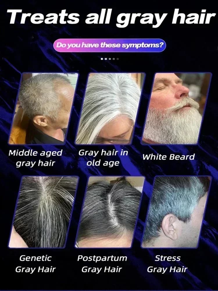 Sérum liquide de traitement des cheveux gris et blancs pour hommes et femmes, réparation de documents naturels, empêche le blanc en noir, nouveau