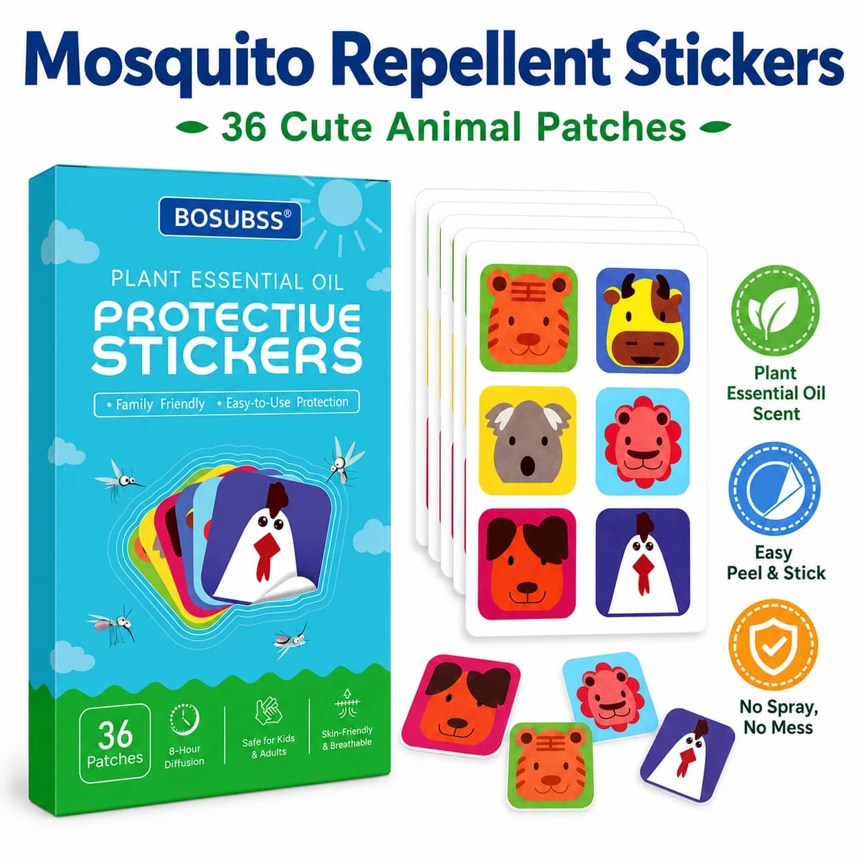 Patch anti-moustiques portable à base d'huiles essentielles, idéal pour le camping en plein air, la randonnée, l'usage quotidien et la protection à domicile