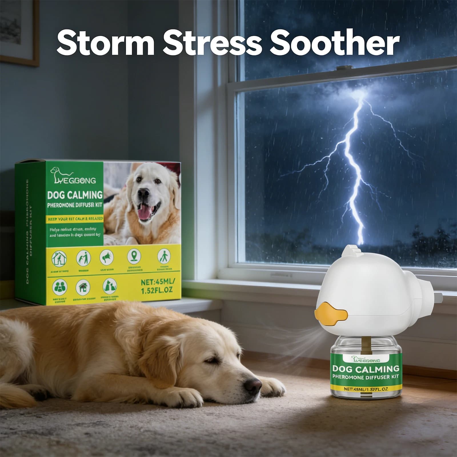 Kit diffuseur apaisant pour chien, relaxation, anti-anxiété, prévention du stress environnemental, prévention de l'incontinence urinaire, liquide apaisant pour animaux de compagnie