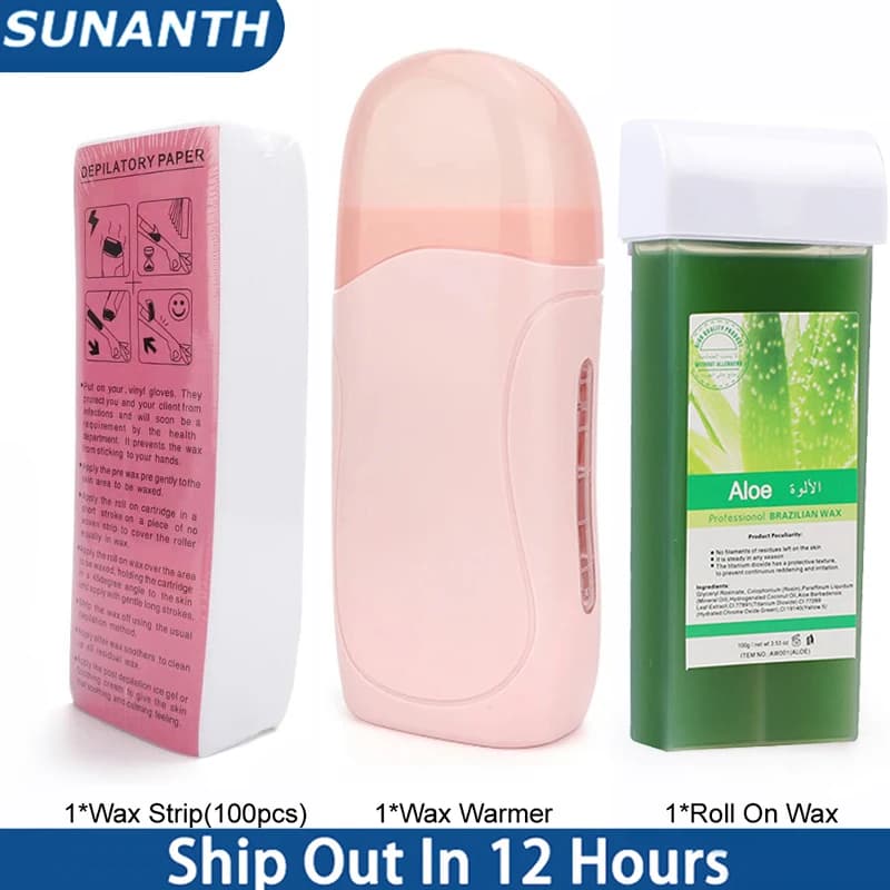 Kit d'épilation à rouler pour épilation, tous Types de peau, chauffage, cartouche chaude, miel, ensemble de rouleaux de cire unisexe