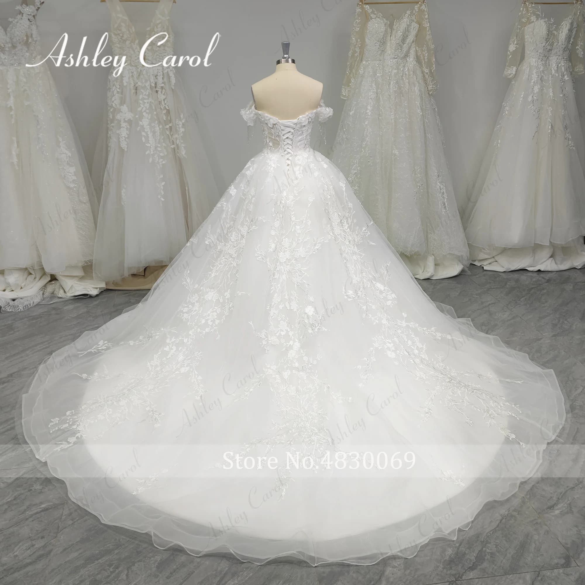 Ashley Carol robe De mariée trapèze pour femmes photos réelles chérie perles fleurs broderie robe De mariée robes De Novia