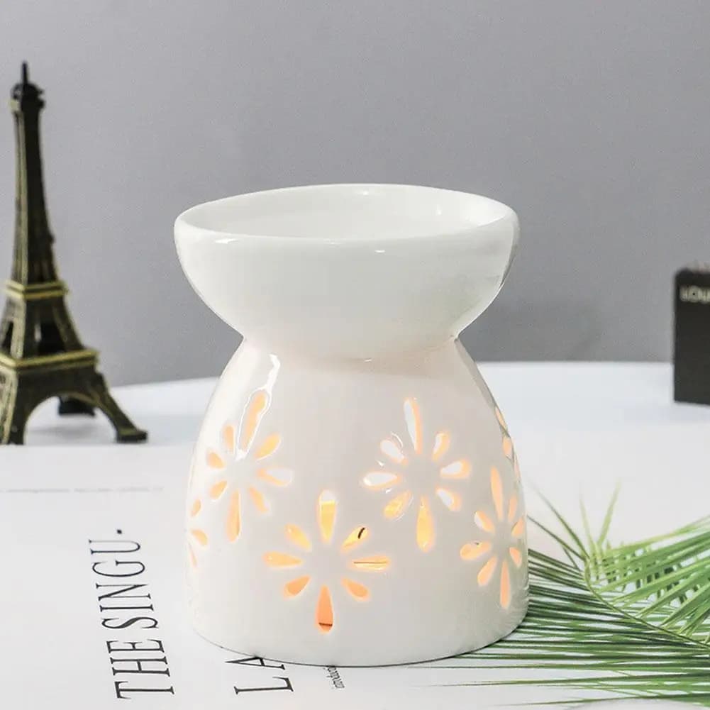 Brûleur d'encens en céramique blanche, bougie d'huile essentielle, diffuseur d'aromathérapie, poêle chauffant creux, décoration de maison du moyen-orient, ornement