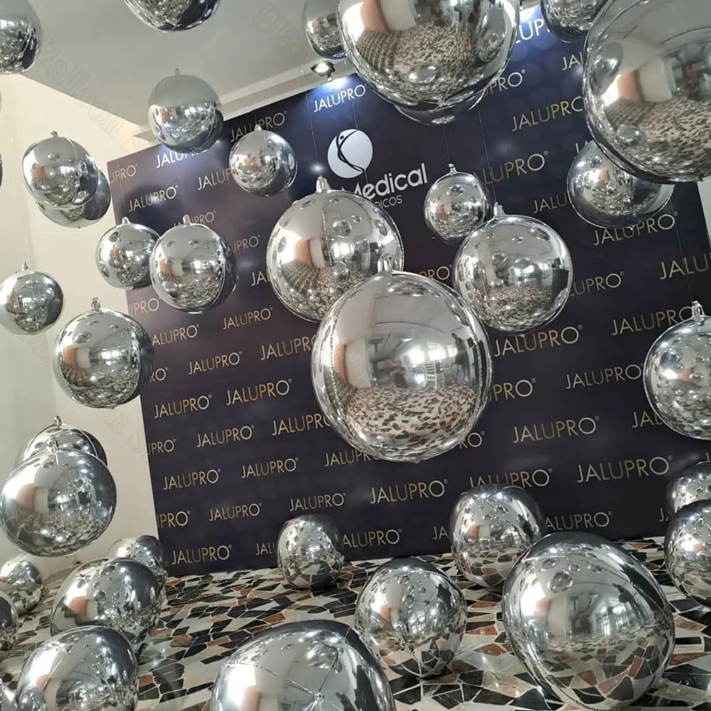 10 pièces argent 4D ballons ronds 10 18 22 32 pouces grands ballons en feuille d'argent métallique pour anniversaire mariage décorations de fête en argent