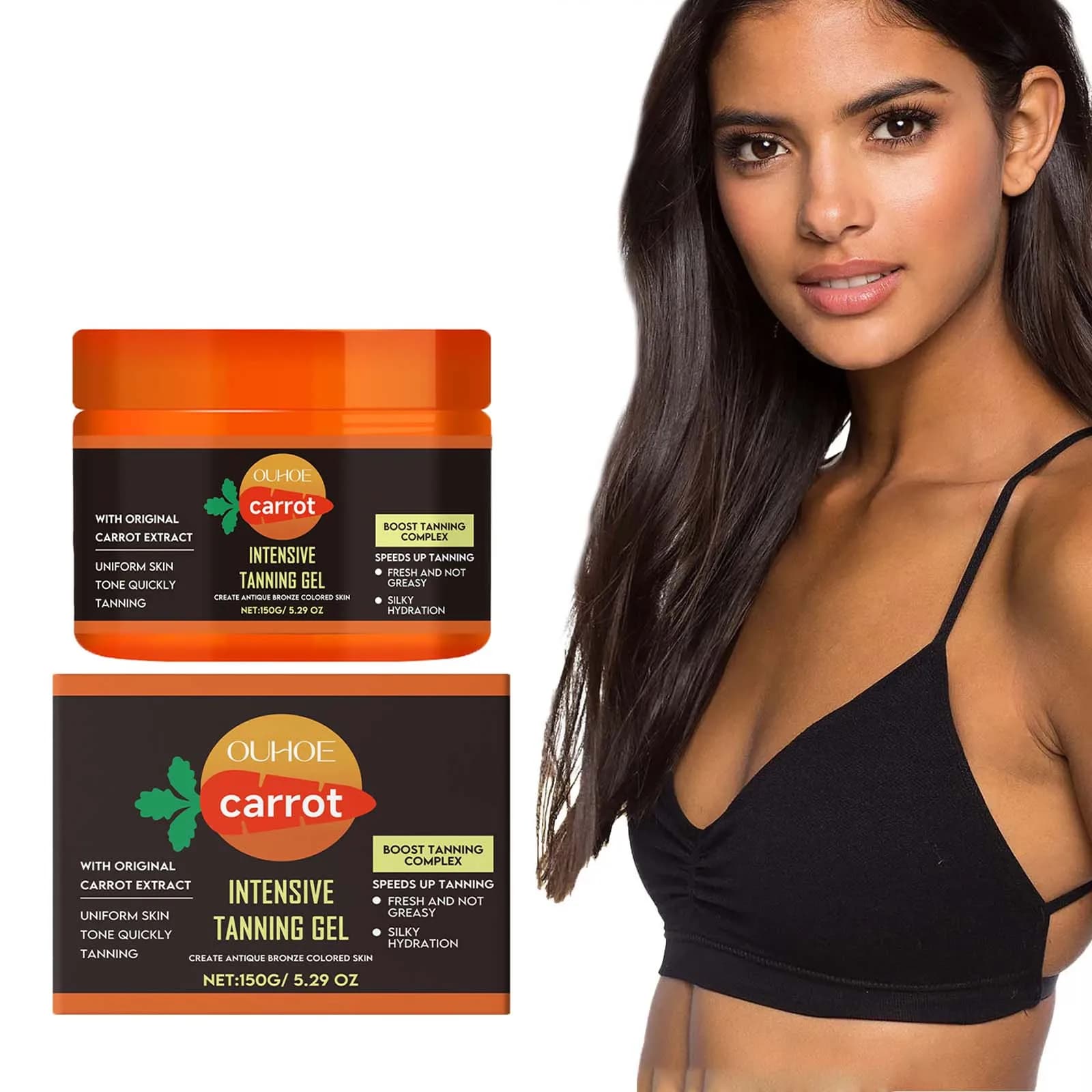 Gel de bronzage carotte hydratant léger à absorption rapide Gel bronzant