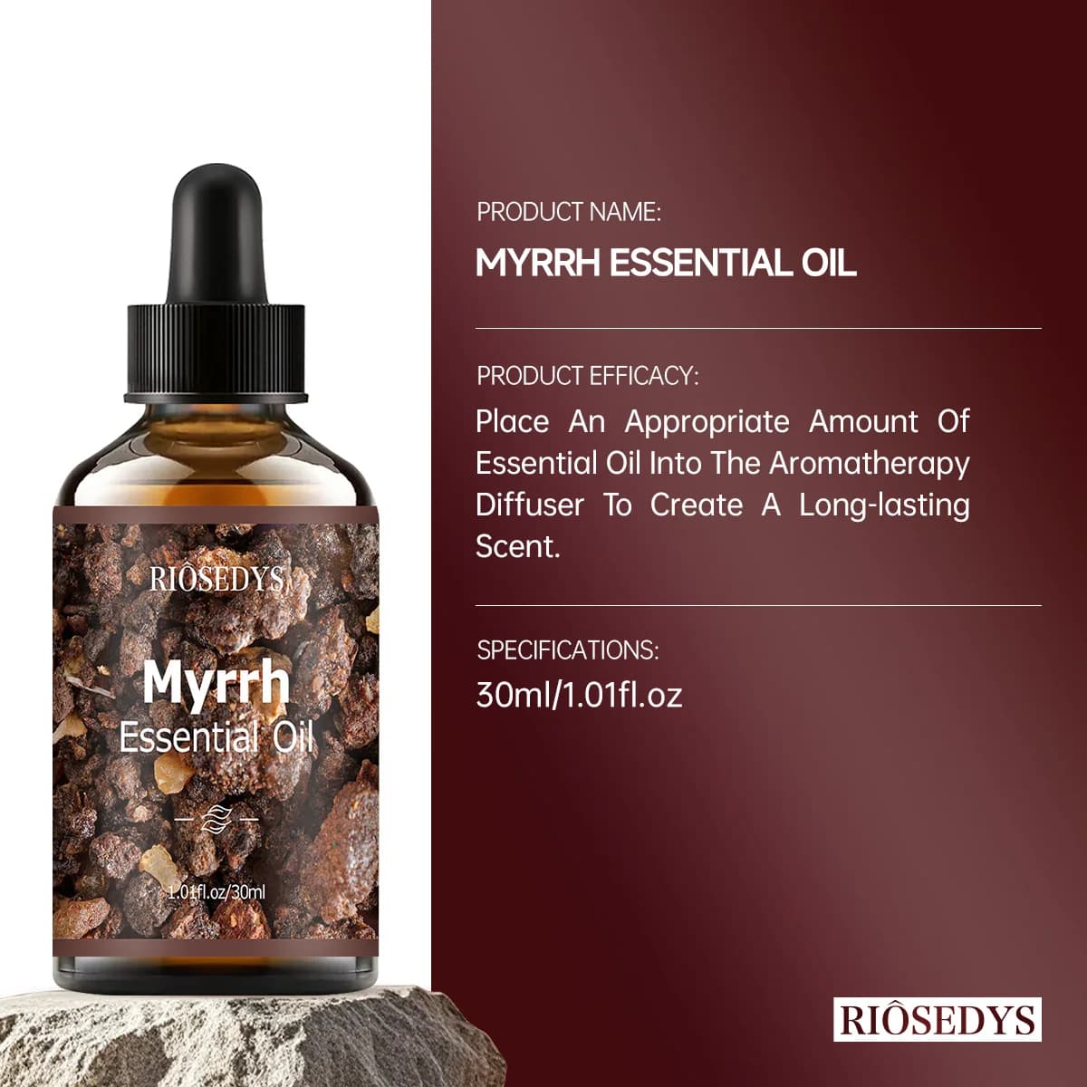 Huile essentielle de myrrhe, parfum naturel, convient aux massages corporels, aux soins capillaires et aux diffuseurs.