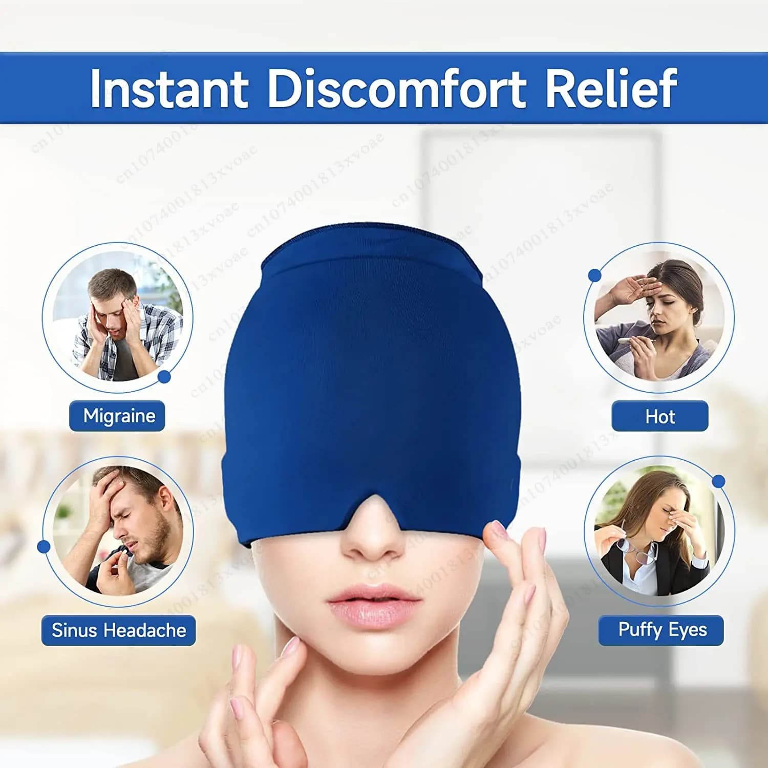 Pain de tête soulagement de la Migraine chapeau Gel glace compresse froide thérapie casquette glace tête enveloppement Pack masque pour les yeux pour soulager la pression douleur chapeau de glace