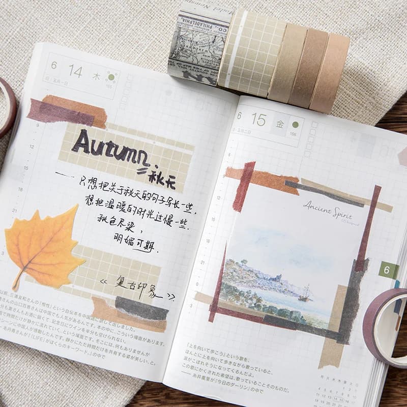 Ensemble de rubans Washi Kawaii, 10 rouleaux, fournitures scolaires, autocollants mignons, ruban de masquage, papeterie esthétique, décoration pour journal intime, Scrapbooking