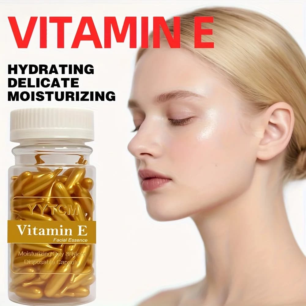 Capsules de sérum à la vitamine E, capsules d'essence à usage unique, hydratantes et nourrissantes pour la peau du visage, 90 capsules/flacon - 1 flacon