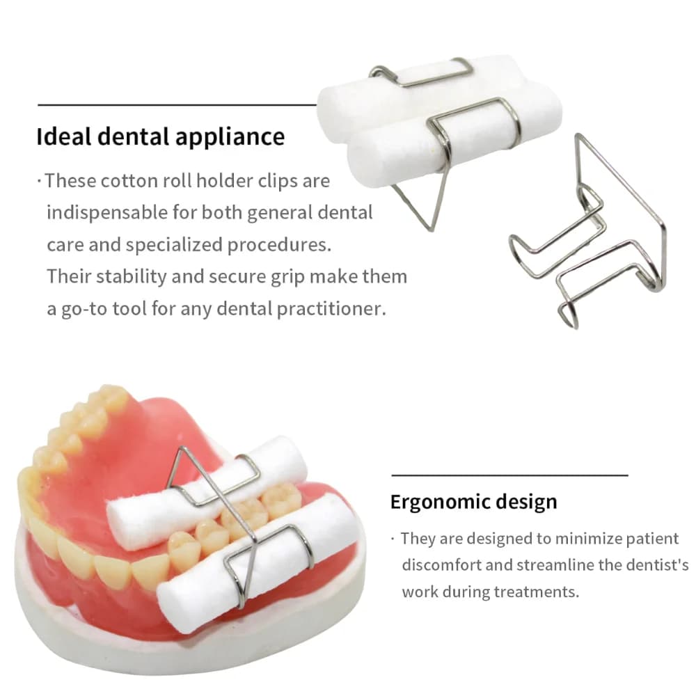 AG Lot de 4 pinces porte-rouleaux de coton dentaire 1 mm, en acier inoxydable autoclavable, maintien stable pour instruments et fournitures d'isolement dentaire