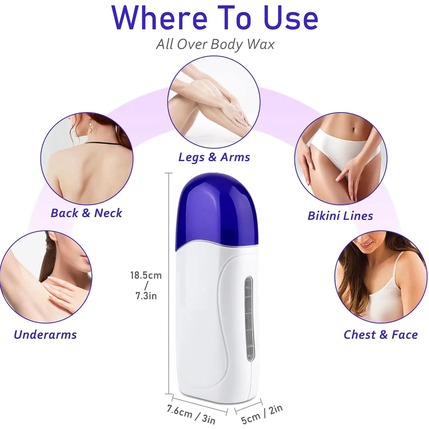 YIKOOLIN Chauffe-cire Rouleau sur rouleau sur épilation à la cire ​ Cirage à rouleaux portable ​ Machine de chauffe-cire pour femmes et hommes
