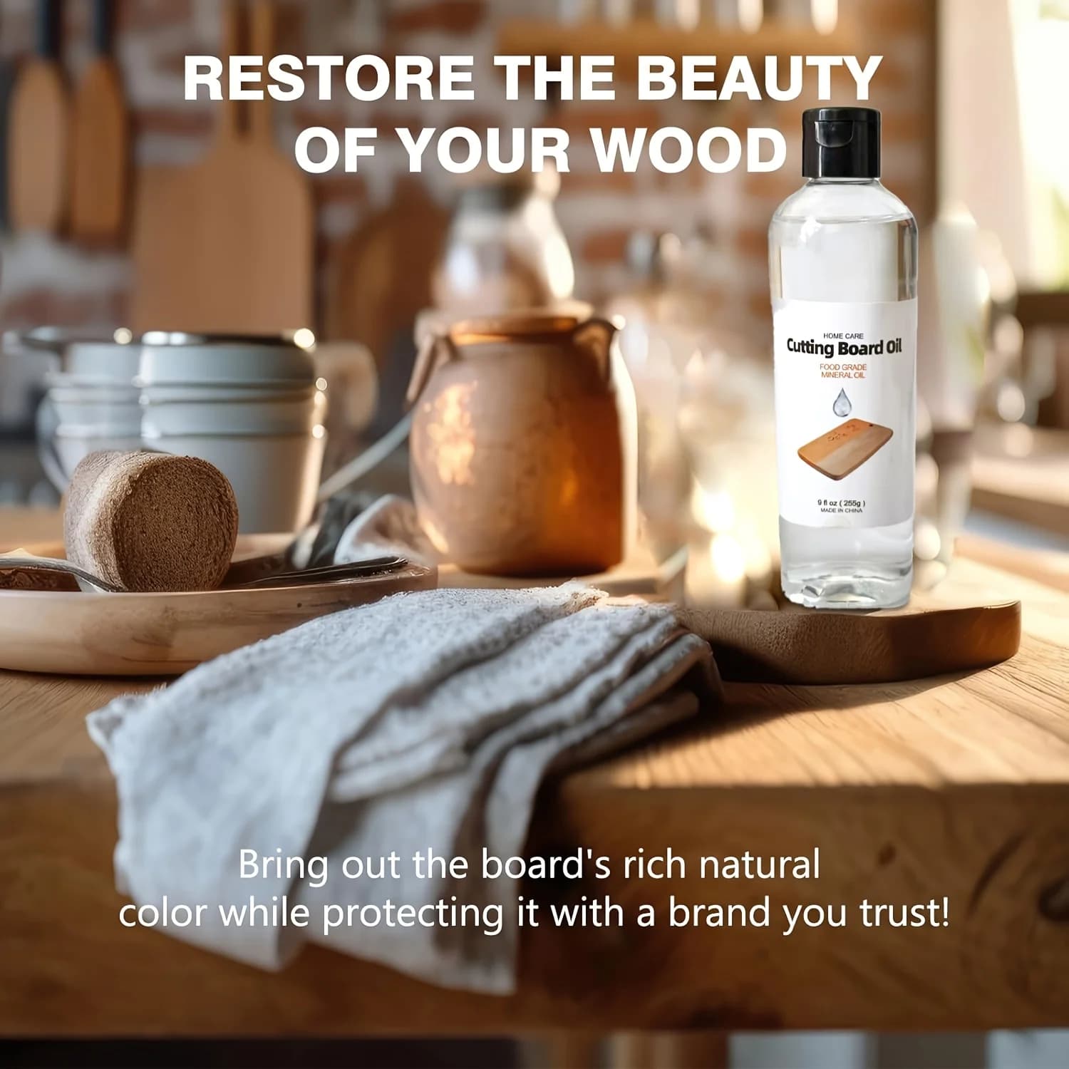 Huile minérale de qualité alimentaire pour planches à découper-après-shampooing en bois naturel et protection meubles en bois de bambou vaisselle planches à découper