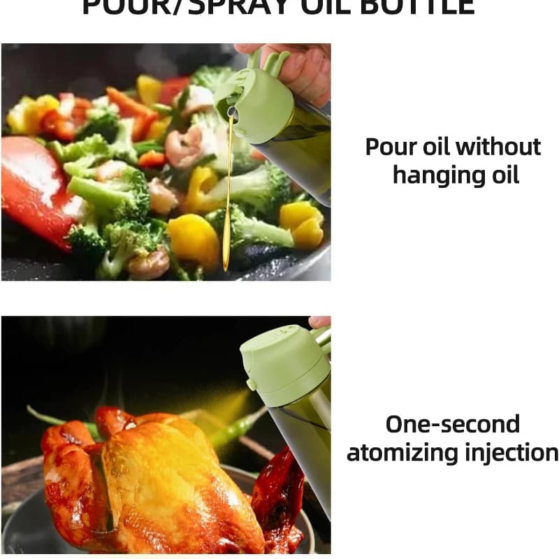 Distributeur d'huile d'olive en plastique pour accessoires de cuisine, accessoires pour friteuse à air, pulvérisateur d'huile d'olive, anti-reflet vert foncé