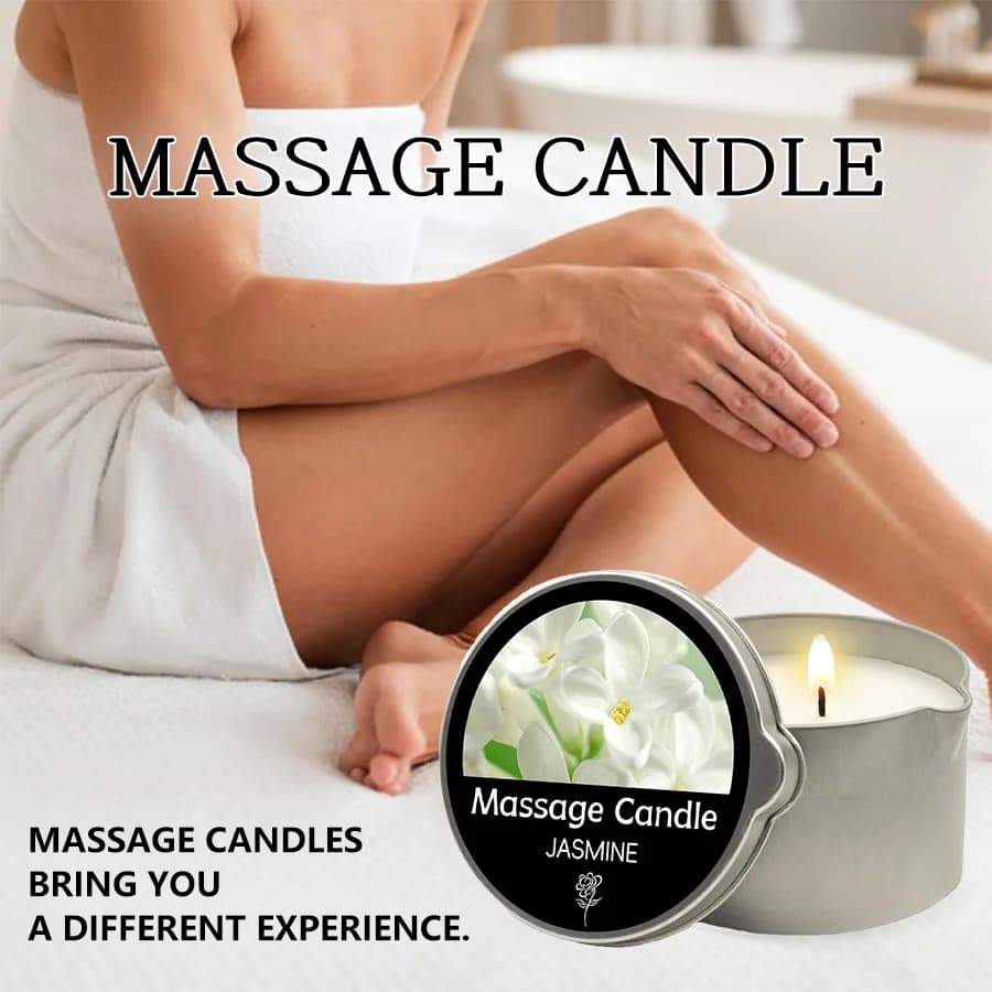 Bougie de Massage-huile essentielle- Six parfums différents, 1oz/2oz fonde dans l'huile de Massage chaude-bougie de Massage Sensuelle, bec verseur