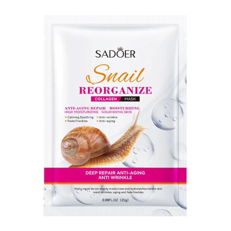 5 pièces SADOER escargot collagène masque Facial raffermissant hydratant éclaircissant hydratant masques faciaux beauté visage produits de soins de la peau